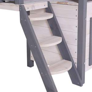 Suministro <span class=keywords><strong>de</strong></span> fábrica 77X50X73 cm Gris Blanco Gato Casa Lodge Cabaña <span class=keywords><strong>de</strong></span> madera Terraza Escalera Tipo <span class=keywords><strong>de</strong></span> pie Gatos Animales pequeños - Product Image 4