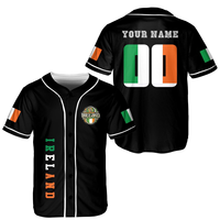 Baseball-Trikot mit irischer Tricolor-Akzentuation und keltischem Emblem-Grafikdesign, OEM POD, individueller Teamname und -nummer, Herren-Oberteil