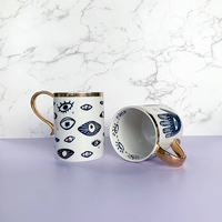 Mug à café en céramique fait main de 400 ml avec bord doré, vaisselle écologique pour la décoration de la maison et les voyages, taille personnalisée, tasse à thé, tasse à eau