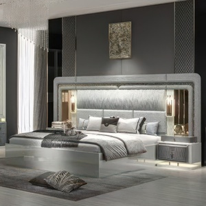 Ensemble de chambre à coucher moderne de luxe personnalisé en bois avec lit King/<span class=keywords><strong>Queen</strong></span> et rangement pour maison, hôtel, ferme, villa/appartement - Product Image 5