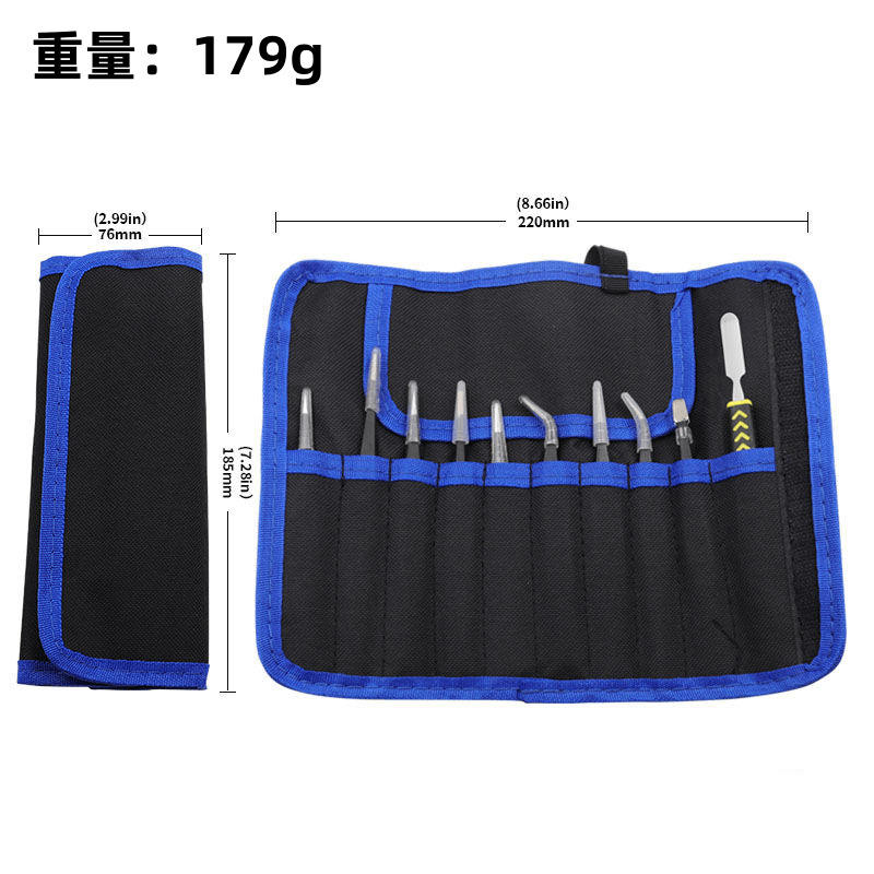 9 pincettes + 1 barre de levier