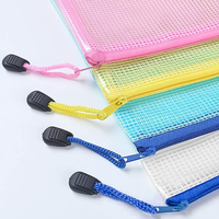Pochette à fermeture éclair en maille sac de documents dossiers à fermeture éclair en plastique dossier de taille A4 sac de rangement de documents en papier d'examen fournitures scolaires
