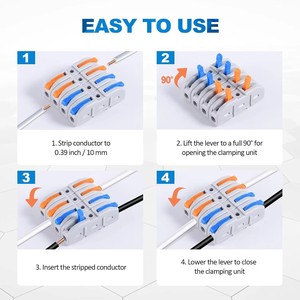 Conectores de Palanca para Cables, Kit de Empalme Eléctrico de Conexión Rápida para Terminales Compactos <span class=keywords><strong>en</strong></span> Línea - 28-12 AWG, 1 Entrada 1 Salida - Product Image 3