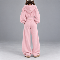 Ensemble sweat à capuche et pantalon de survêtement rose à jambes larges pour femme, personnalisé OEM, décontracté, pour la détente, fabricant sous marque privée