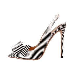 Wholesale Fashion Red Bottom Women's Pumps Stripe <b>Bow</b> Slingback High Heels <b>Sandals</b> 12cm 10cm 8cm Stiletto Heel Summer Trends - Product Image 1