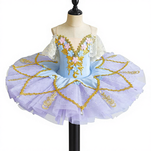 Falda de Ballet de Algodón para Niñas, Falda de Tul Profesional con Flores Moradas para Niñas, Disfraz de <span class=keywords><strong>Bella</strong></span> <span class=keywords><strong>Durmiente</strong></span> para Actuaciones en Grupo - Product Image 5