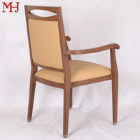 Fauteuil en aluminium imitation bois, rembourré en PU, pour maison de retraite, chaise de salle à manger, chaise pour personnes âgées, chaise de restaurant