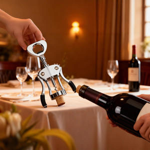 Ouvre-bouteille en alliage de zinc, <span class=keywords><strong>tire</strong></span>-<span class=keywords><strong>bouchon</strong></span> à ailettes robuste, <span class=keywords><strong>tire</strong></span>-<span class=keywords><strong>bouchon</strong></span> manuel multifonctionnel pour serveur, argent - Product Image 4