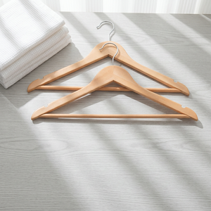 Premium Eco Friendly Solid Wood Clothes Hanger with Trouser Bar Space Saving Wardrobe Organizer Custom Logo - Product Image 1
