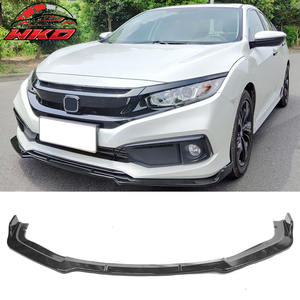 Lèvre de pare-chocs avant compatible avec Honda Civic 2019-2021 style IKON V4, imitation fibre de carbone, PP, 1 pièce, pièces auto de haute qualité, kit carrosserie - Product Image 1