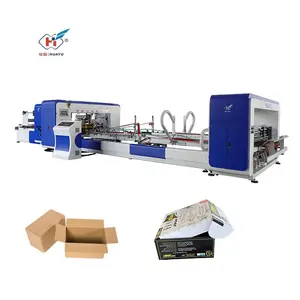 Fully automatic strong operability carton folder gluing stitching folding machine for corrugated board
