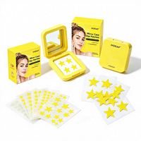 Soins de jour pour la peau en déplacement : Patchs anti-acné en forme d'étoile avec étui de rangement miroir, autocollants rechargeables pour le visage et la peau