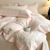 Ensemble de literie en satin de coton 100% brodé de luxe, 4 pièces, housse de couette, linge de lit pour la maison, chambre d'hôtes