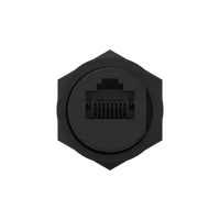Connecteur RJ45 femelle Cat6a 8 broches à verrouillage frontal, contact en cuivre, boîtier ABS, étanche IP67, filetage 13/16"-28UNS, à souder