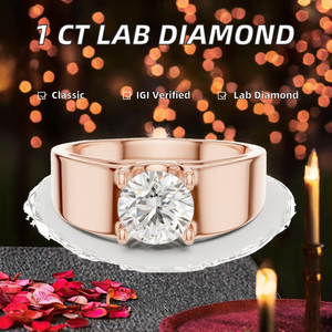 Bague en diamant de laboratoire de 1 carat, or blanc 14 carats, taille brillant rond, certifiée IGI, pour femme, fiançailles, mariage - Product Image 2