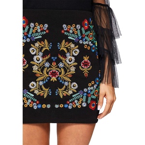 MANNI Women's High Waist Embroidered Mini <strong>Skirt</strong> <strong>Boho</strong> Floral Pencil <strong>Skirt</strong> 2020 - Product Image 4