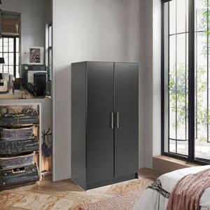 Armoire noire moderne en bois avec poignées pour chambre à coucher et appartement en location - Product Image 3