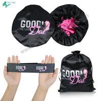 Extension de cheveux avec logo personnalisé Sacs à cordon en satin Perruque fondante en dentelle Bandeau élastique pour cheveux Bonnets pour cheveux en satin doux double face