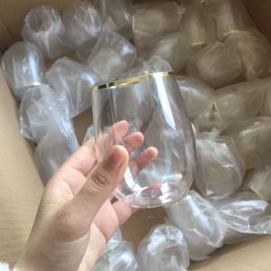 Lot de 32 verres à vin sans pied en <span class=keywords><strong>plastique</strong></span> en forme de diamant avec bord doré, jetables, pour champagne et whisky, incassables et recyclables - Product Image 6