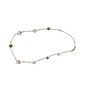 Beautiful Women's 316L Stainless Steel PVD Gold Plated Faux Pearl Round AA Grade Strand Necklace-CBBA-1325 for Everyday Wear - Product Image 1
