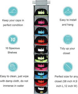 Organizador de Almacenamiento Colgante de Metal y Plástico con 10 Estantes para Armario, Solución de Almacenamiento para Gorras de Béisbol y Bolsos, Venta al por Mayor de Fábrica - Product Image 3