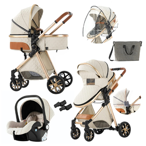 Cochecito de bebé de lujo ligero 3 en 1 con asiento elevado, manillar bidireccional y función de <span class=keywords><strong>silla</strong></span> de <span class=keywords><strong>paseo</strong></span> - Product Image 1