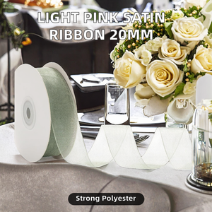 Wholesale Solid Light Pink 20mm 100 Yards Per Roll Satin <b>Ribbon</b> for Roses-Wedding & Christmas Decor - Product Image 1