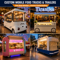 Remorque-chariot à desserts portable pour la vente de glaces et de café avec comptoir personnalisé
