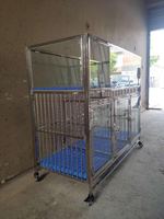 Cage pour chien pliable en verre trempé robuste et acier inoxydable, motif animalier respirant, avec plateau en plastique, pas d'assemblage requis