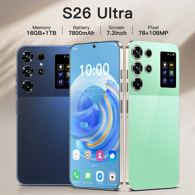 2025 New Original S26 Ultra 5G Smartphone 7.3 Inch HD 16GB+1TB Dual Card Unlocked Android 14.0 Deca Core Global Version Spanish