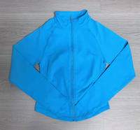 Jaket Fitness Lengan Panjang Berbahan Spandex/Nilon Ultra-lembut, Bernapas, Matte, Polos, Sederhana, Ketat, dan Ber-zip-up
