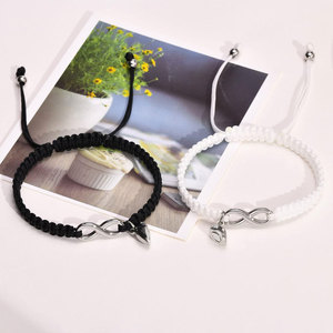 Anti Tarnished 316L Stainless Steel Bf And Gf Magnetic Heart <b>Adjustable</b> String <b>Bracelet</b> For Women - Product Image 2
