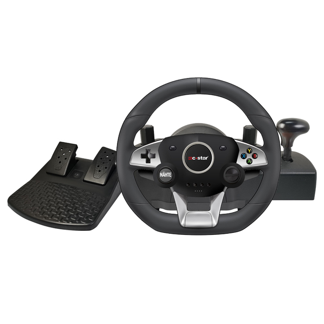 C-STAR ERGONOMIC Adjustable Sensitivity Plug Play Wired Car Game Controller Racing Steering Wheel 270-Degree Steering Angle
