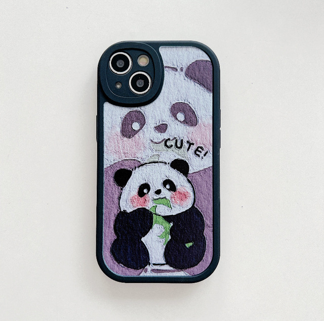 Little Chubby Girl Flower Panda Bamboo Panda Cartoon for for Mobile Phone Case Shockproof PU Microfiber Max Xsmax