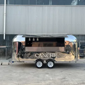 Camion de restauration mobile entièrement équipé pour la vente de pizzas, en acier inoxydable, remorque alimentaire pour hamburgers - Product Image 3