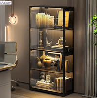 Vitrine moderne haute et éclairée pour figurines, écologique, robuste, étanche, avec revêtement poudré, porte en verre trempé intégrée