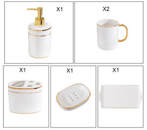 Juego de baño Golden Rim, traje de baño de lavado para parejas, cepillo de dientes, juego de tazas para gárgaras - Product Image 6