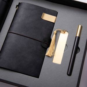 High Quality logo Print Beauty Vintage Leather Notebook with Vacuum <b>Cup</b> Pen and Bookmark for Luxury Promotion Business Gift Set - Product Image 2