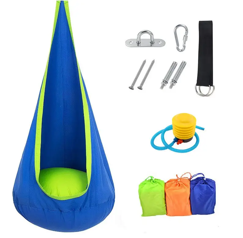 Kinder Schaukel Pod Courtyard Luftkissen Schaukel Hängematten stuhl Indoor Outdoor Hängender Drehstuhl Bequemer Nylon stoff