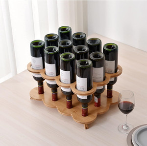 Moderno Soporte de Bambú para Almacenamiento de Vino en Esquina, para 5 y 9 Botellas, para Gabinete de Restaurante - Product Image 2
