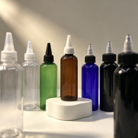 Bouteilles en plastique transparentes en gros, capacité 5ml à 500ml, flacons vides pour huile capillaire, avec bouchon à vis noir pour soins de la peau