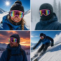 Masque de ski personnalisé avec logo, monture PC de haute qualité, anti-buée, sangle antidérapante, coupe-vent, anti-poussière pour adultes et enfants