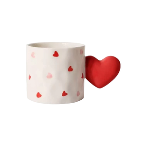 Mug en céramique avec poignée en forme de cœur 3D, motif logo, tasse à café en porcelaine, réutilisable, sans danger pour les aliments, pour la Saint-Valentin, mariage - Product Image 1