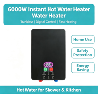 Chauffe-eau électrique mural sans réservoir 5500W, eau chaude instantanée, chauffe-eau à économie d'énergie pour salle de bain, appartement
