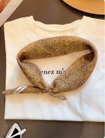 Écharpe en coton rétro marron clair à motif cachemire personnalisée, bandana respirant, serviette de tête, accessoire polyvalent pour tenue quotidienne, écharpe décorative