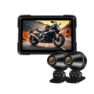 5 Zoll Motorrad drahtloses Carplay Android Auto-DVR-Recorder berührungsbildschirm intelligenter Multimedia-Player mit 2 wasserdichten Kameras