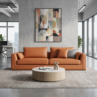 Canapé de bureau moderne en cuir orange, décoration artistique abstraite, sièges professionnels pour espace de travail créatif