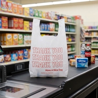 Sacs en plastique HDPE personnalisés avec logo imprimé, sacs de type T-shirt, sacs de courses en vrac, sacs de remerciement pour supermarchés, emballages d'épicerie