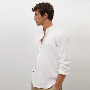 Chemises 100% lin pour hommes, chemises décontractées, coupe classique, <span class=keywords><strong>col</strong></span> <span class=keywords><strong>Mao</strong></span>, <span class=keywords><strong>chemise</strong></span> en lin pour hommes, Camisas, manches longues, haut pour hommes - Product Image 1