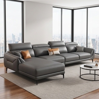 Sofá Seccional en Forma de L de Piel Sintética Reclinable Moderno KMJ para Sala de Estar, Apartamento, Villa, Muebles para Sala de Estar